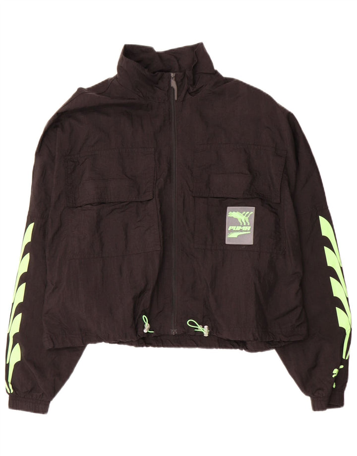 Damska kurtka dresowa PUMA Crop Graphic Oversize UK 16, duża czarna