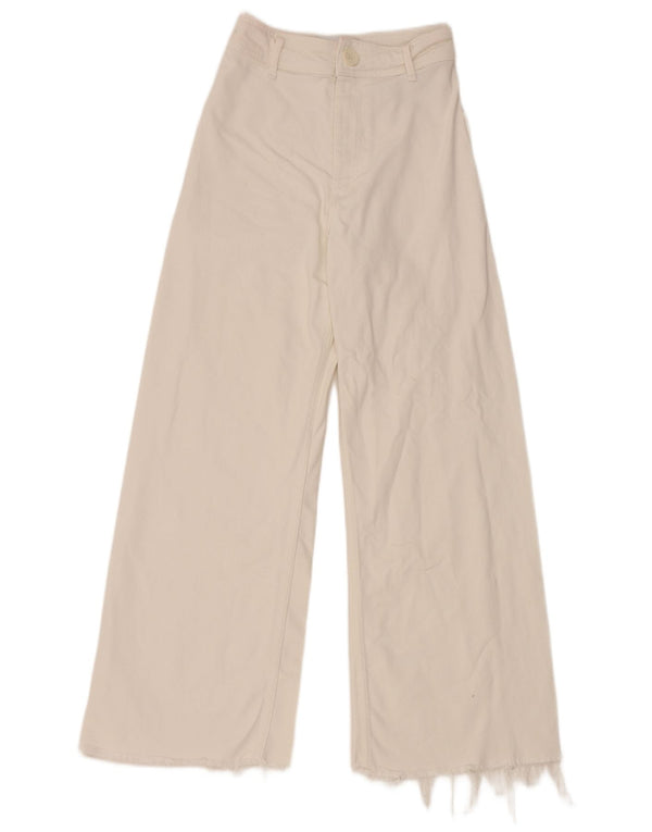 Damskie jeansy Zara z szeroką nogawką EU 34 2XS W24 L27 Biała bawełna