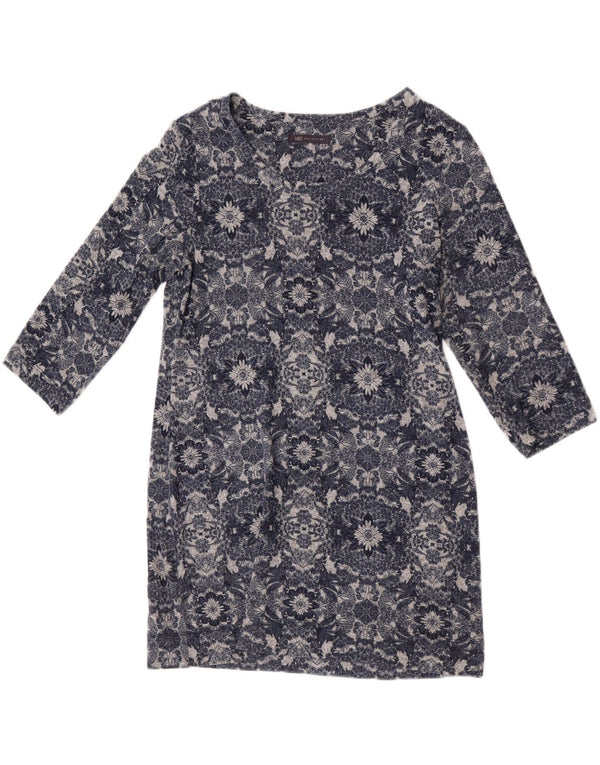 Marks & Spencer Womens 3/4 Sleeve Tunic Top UK 14 Medium Grey Floral