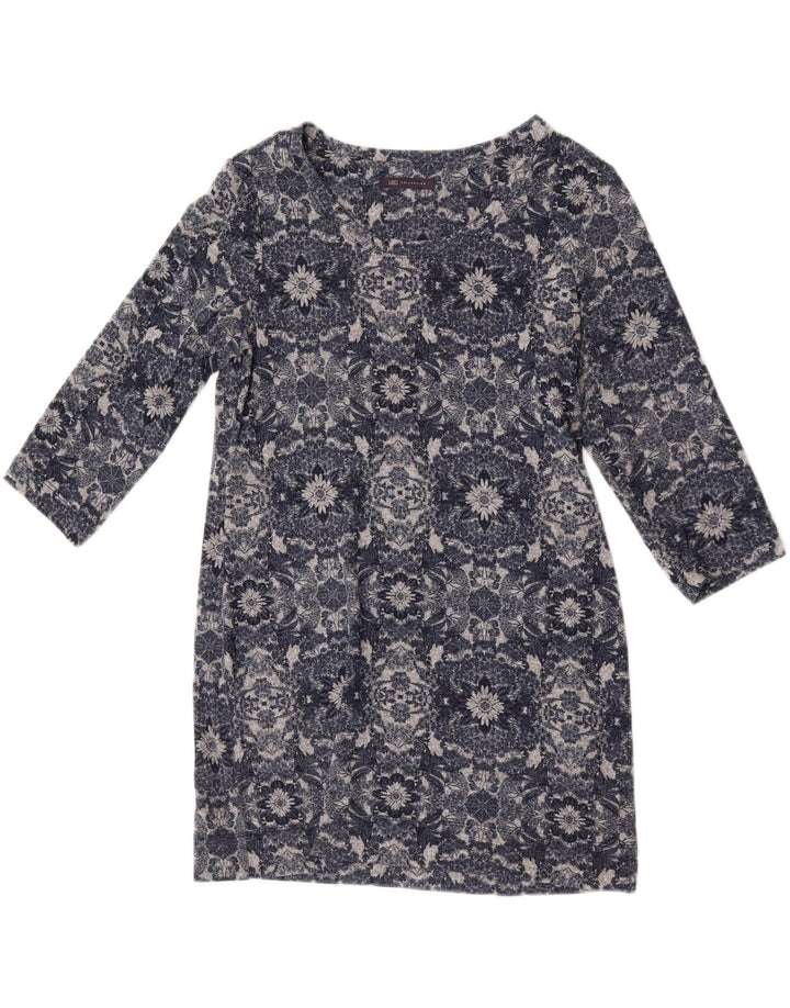Marks & Spencer Womens 3/4 Sleeve Tunic Top UK 14 Medium Grey Floral