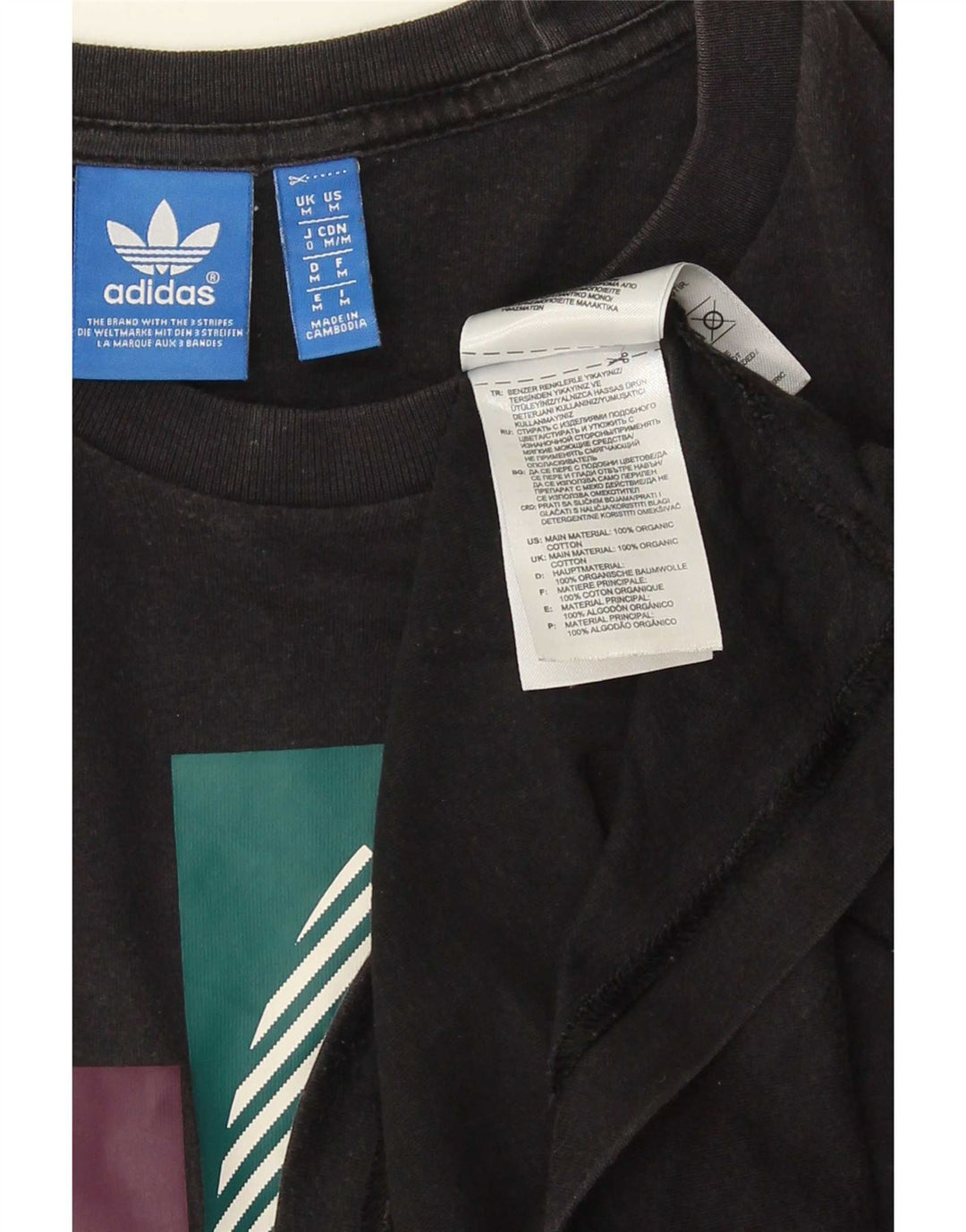 Męska koszulka z grafiką Adidas, średnia, czarna bawełna