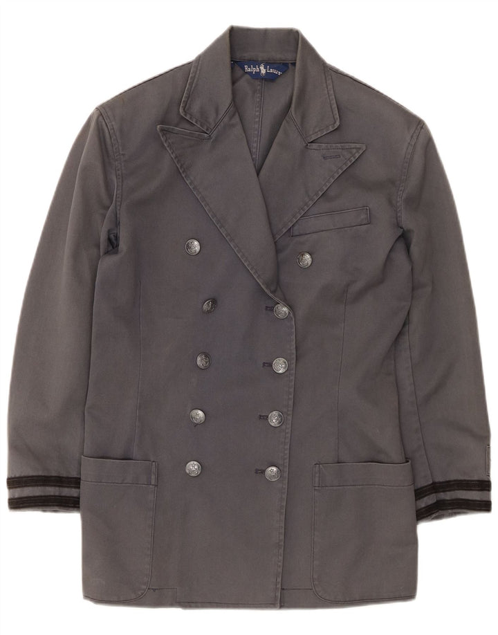 Damski płaszcz dwurzędowy Ralph Lauren US 4 Small, szary, bawełniany