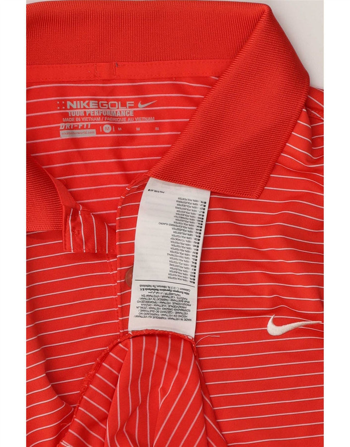 Męska koszulka polo Nike Dri Fit, poliester w średnie czerwone paski