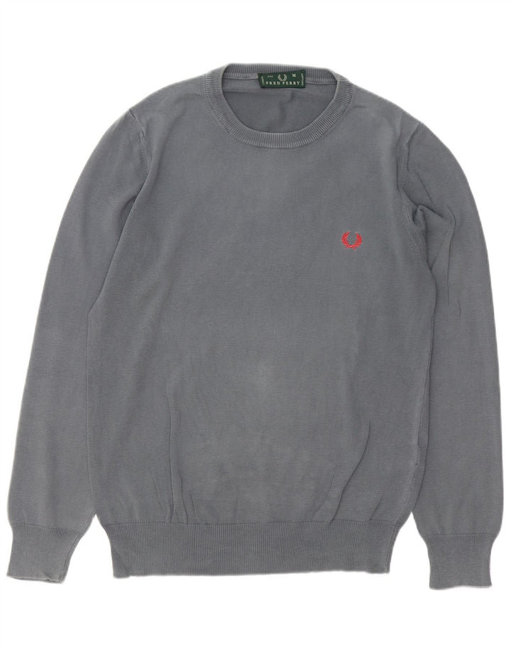 FRED PERRY Męski sweter z okrągłym dekoltem, średnioszary, bawełniany