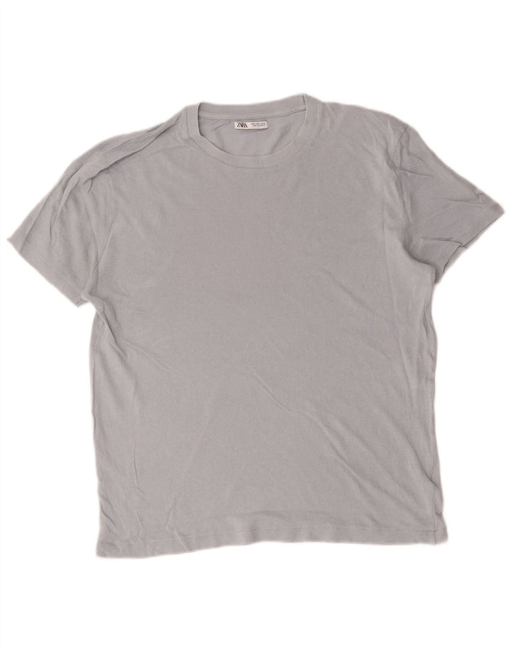 T-shirt męski Zara Top, średnioszary, bawełniany