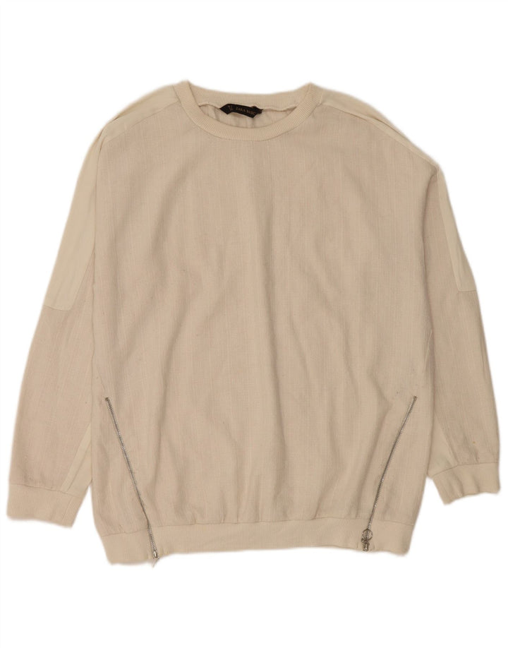 Damski sweter Zara UK 16, duży, z białej bawełny