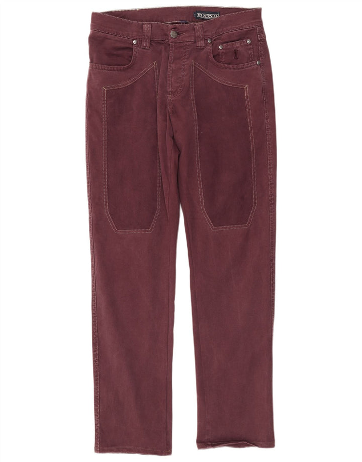 Męskie proste dżinsy Jeckerson W32 L31 Bordowa bawełna