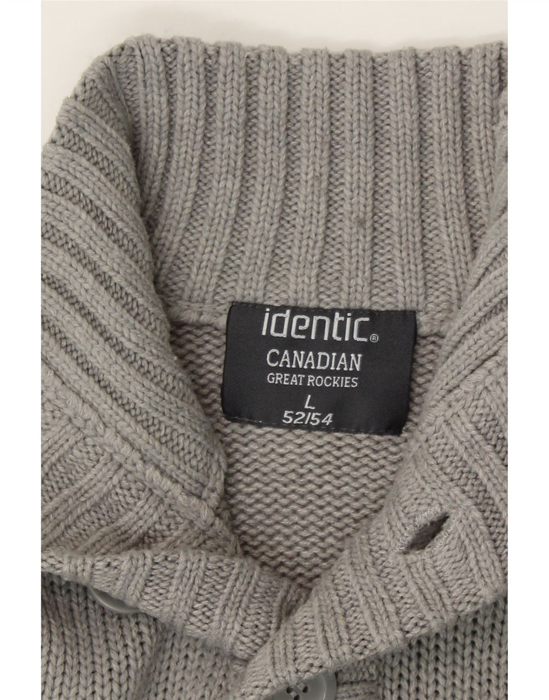 CANADIAN Mens Button Neck Jumper Sweater IT 52/54 Large Grey Fair Isle Vintage Canadian and Second-Hand Canadian from Messina Hembry 
