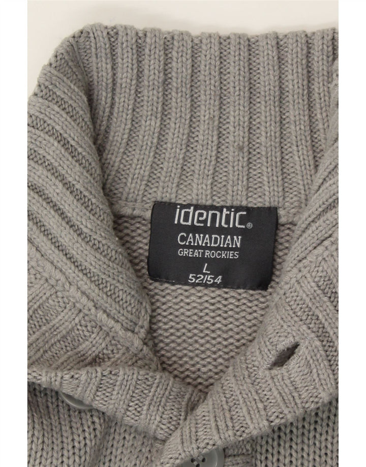 CANADIAN Mens Button Neck Jumper Sweater IT 52/54 Large Grey Fair Isle Vintage Canadian and Second-Hand Canadian from Messina Hembry 