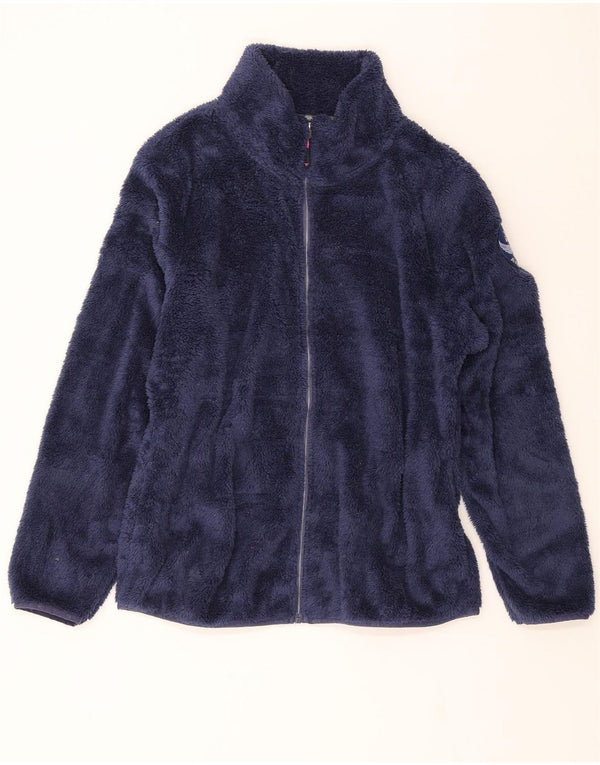 AVIREX Womens Fleece Jacket UK 14 Medium Navy Blue Polyester