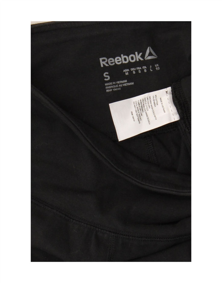 REEBOK Womens Capri Leggings UK 10 Small Black Cotton Vintage Reebok and Second-Hand Reebok from Messina Hembry 