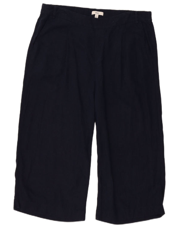 Spodnie Capri Marks & Spencer Damskie UK 20 2XL W40 L23 Granatowe Lniane