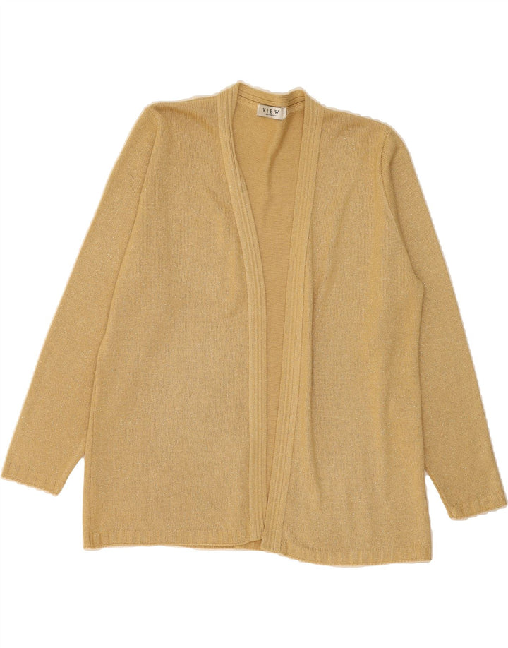 VINTAGE Womens Open Cardigan Sweater UK 14 Medium Yellow Acrylic Vintage Vintage and Second-Hand Vintage from Messina Hembry 