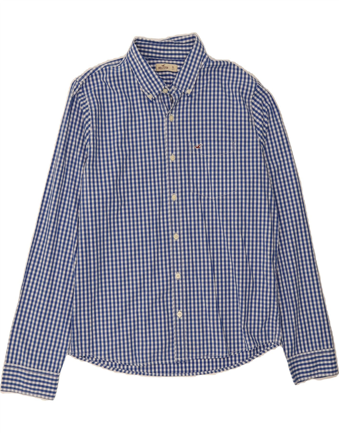 HOLLISTER Mens Shirt XL Blue Gingham Cotton Vintage Hollister and Second-Hand Hollister from Messina Hembry 