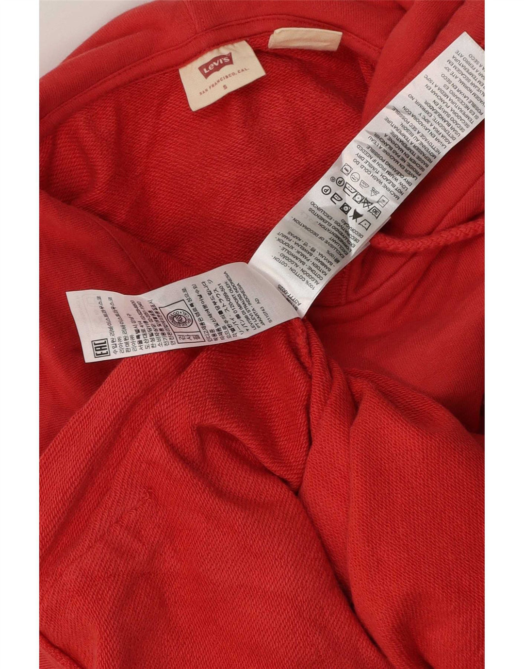 Damski sweter oversize z kapturem i zamkiem błyskawicznym Levi's UK 10 Small Red Cotton