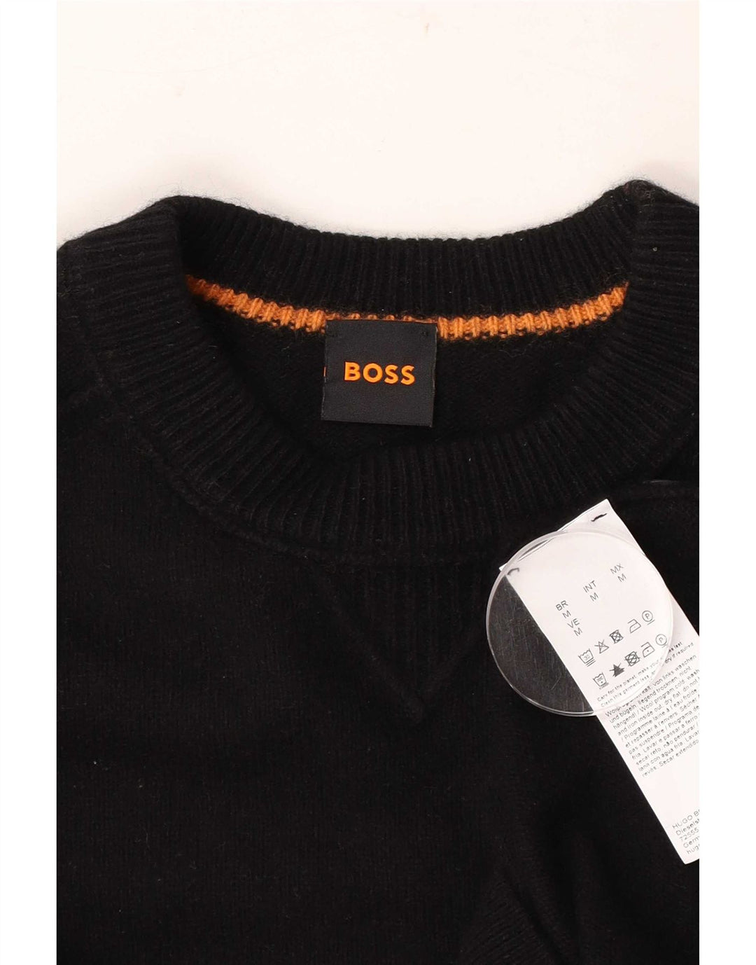 Męski sweter z wycięciem pod szyją Hugo Boss, średniej wielkości, czarny, bawełniany