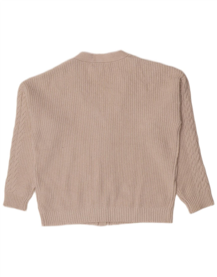 Marks & Spencer Damski sweter rozpinany UK 14, średni beżowy poliester