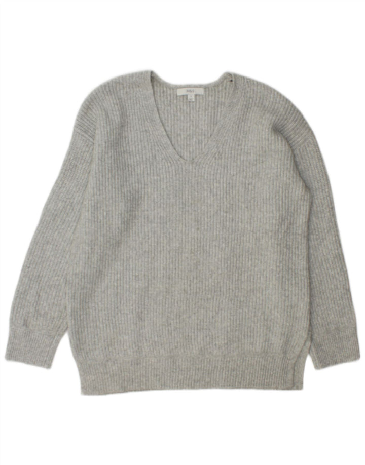 Marks & Spencer Damski sweter z dekoltem w kształcie litery V, UK 14, średni szary poliester