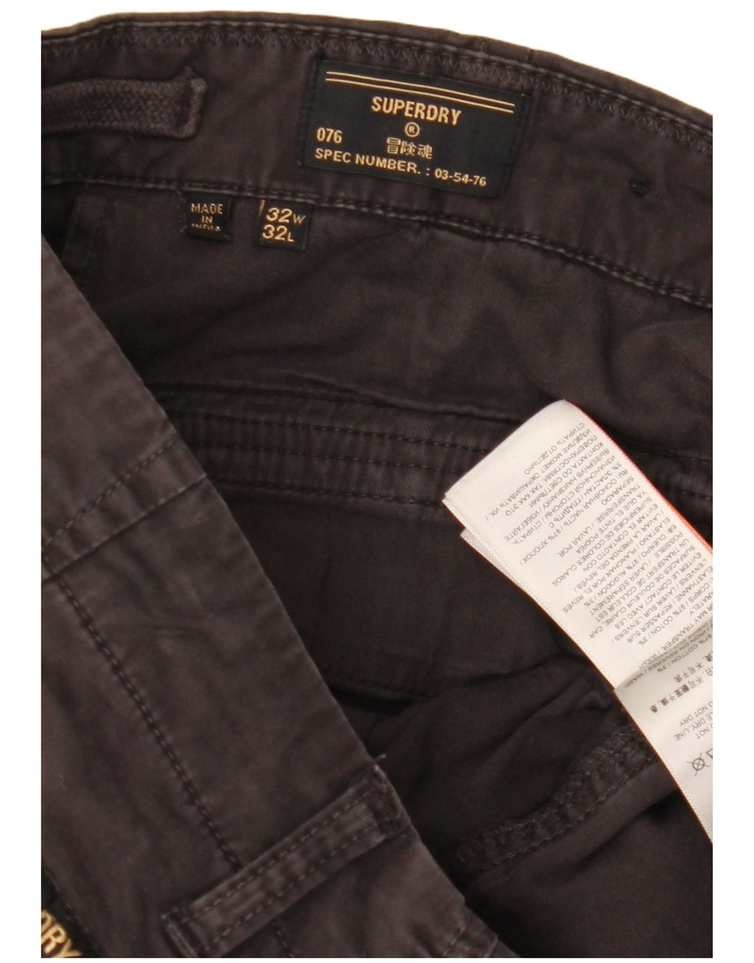 Męskie proste spodnie cargo Superdry W32 L29, czarne, bawełniane