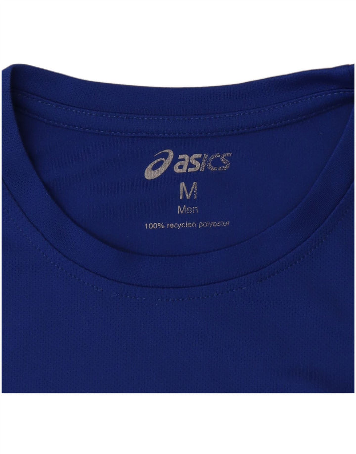 Męski T-shirt z grafiką Asics London, średni niebieski poliester