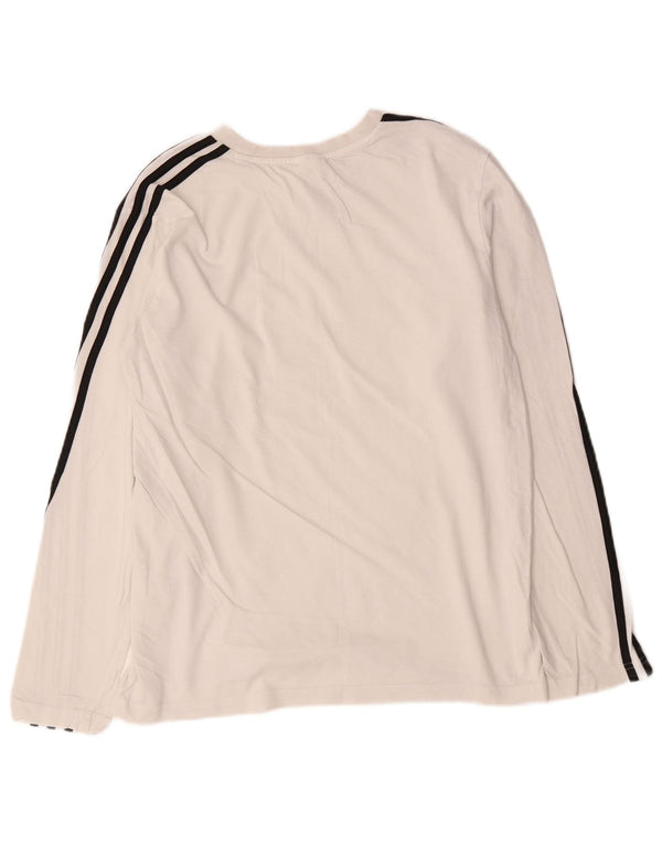 Adidas Damski Top Z Długim Rękawem UK 16/18 Duży Biały Bawełna