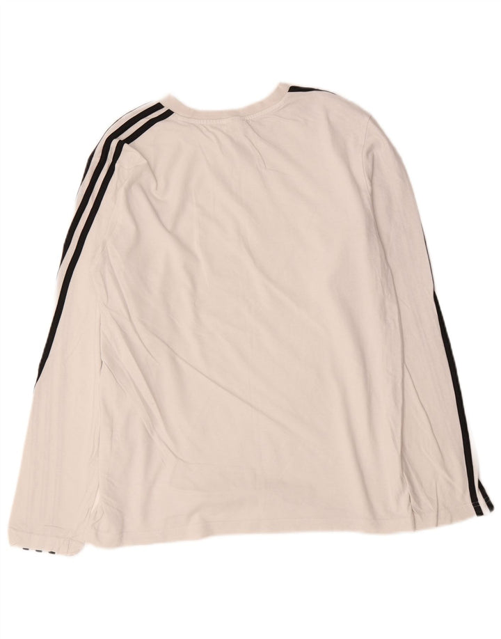 Adidas Damski Top Z Długim Rękawem UK 16/18 Duży Biały Bawełna