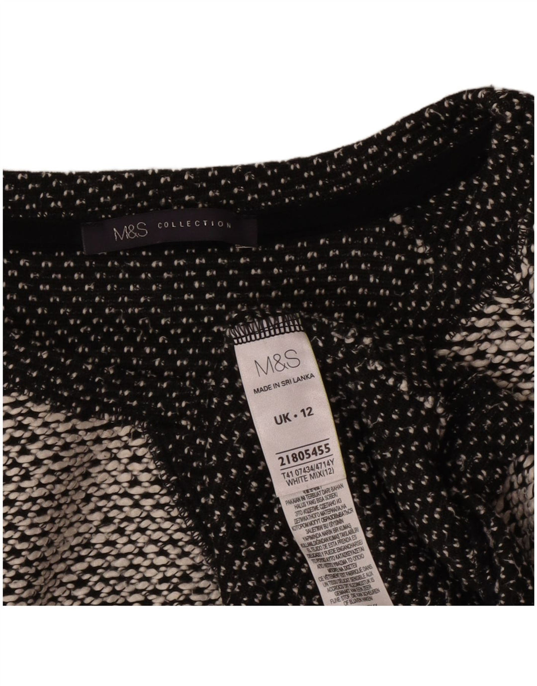 Marks & Spencer Damski sweter z dekoltem w łódkę UK 12 Średni biały nakrapiany