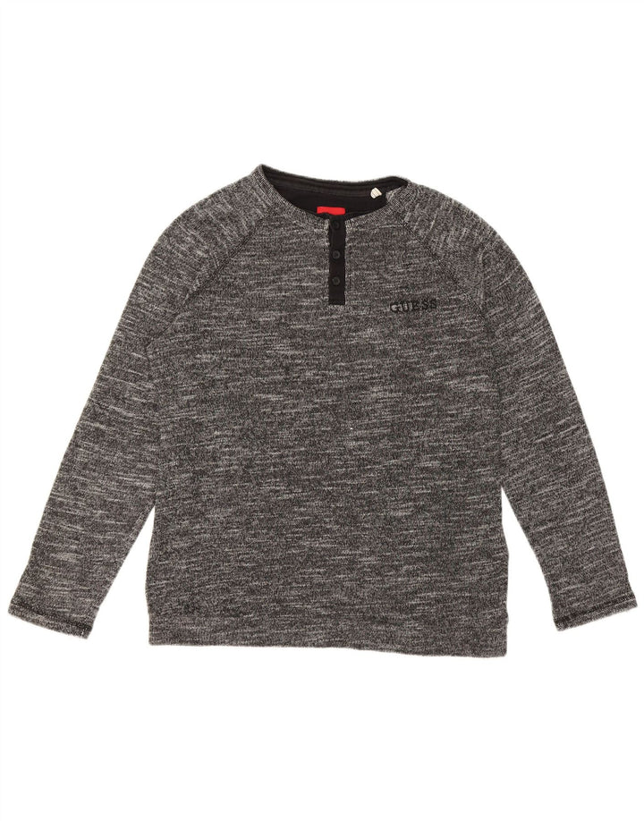 Męski top Guess z długim rękawem, duży, szary, z plamkami, bawełniany
