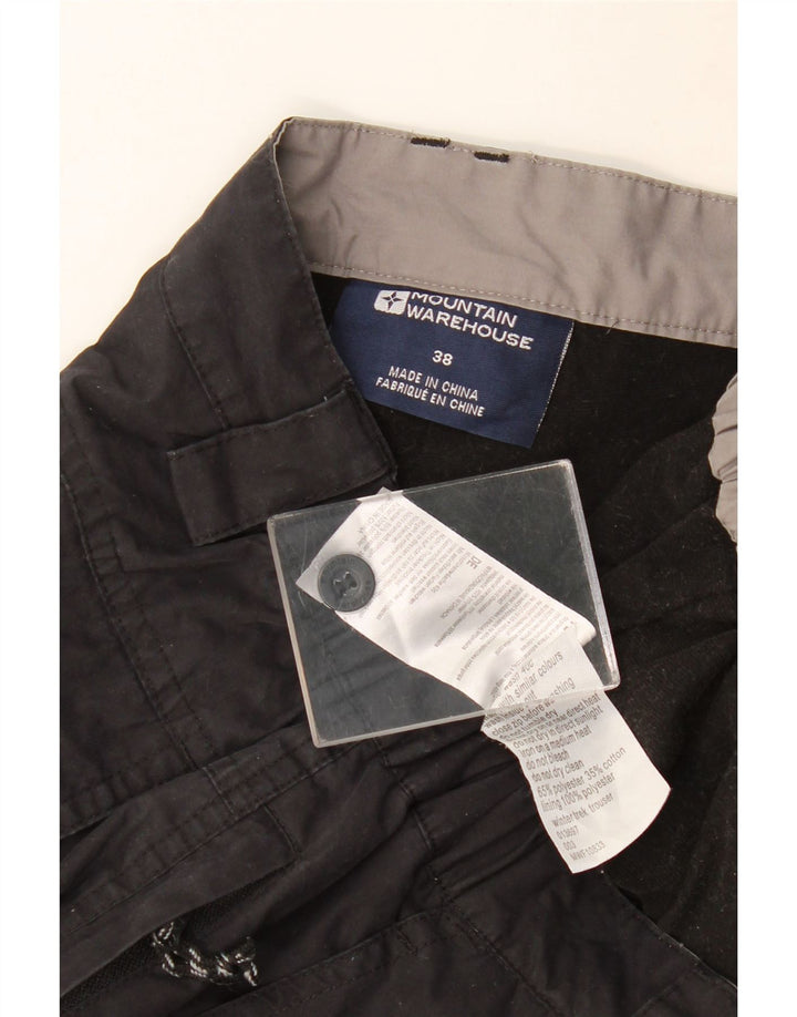 MOUNTAIN WAREHOUSE Męskie proste spodnie cargo W38 L32 Czarny poliester
