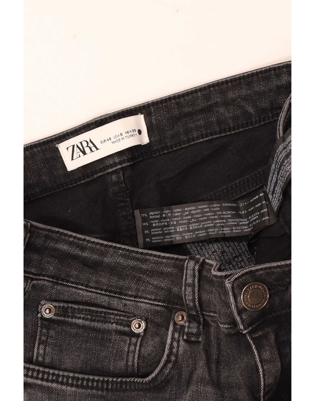 Dżinsy damskie Zara EU 40 Medium W30 L28 Czarna bawełna