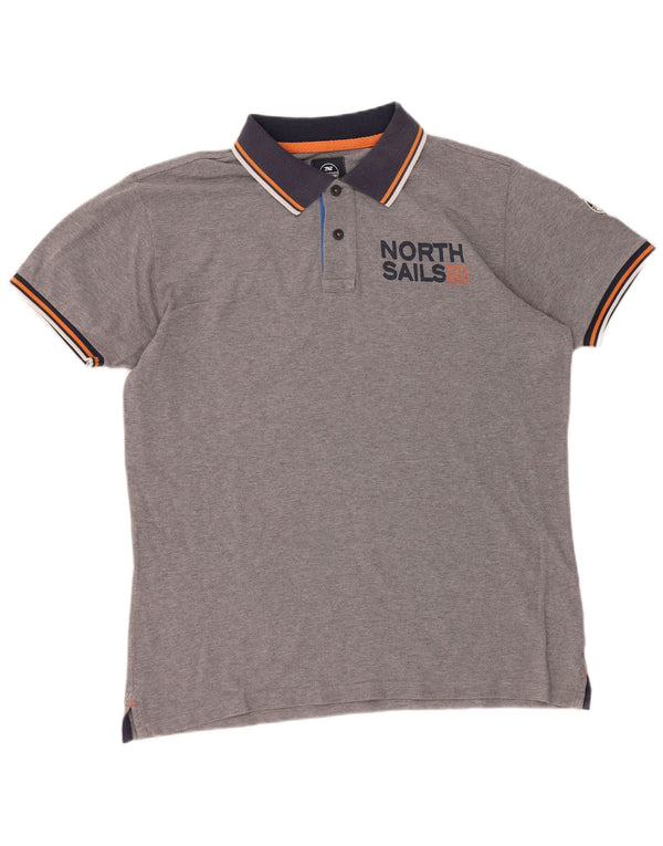 Męska koszulka polo z grafiką North Sails XL, szara, bawełniana