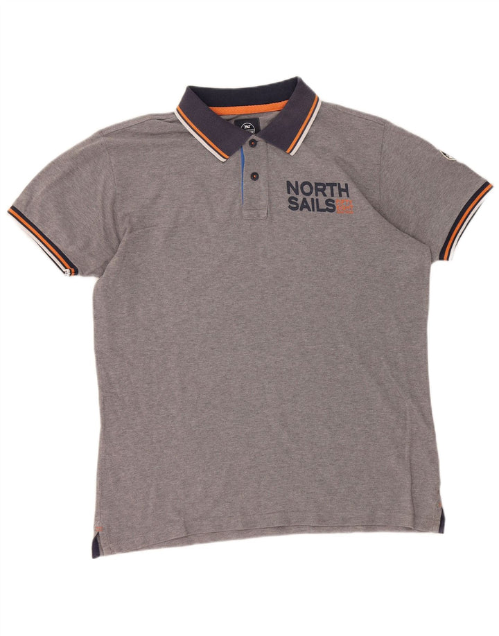 Męska koszulka polo z grafiką North Sails XL, szara, bawełniana