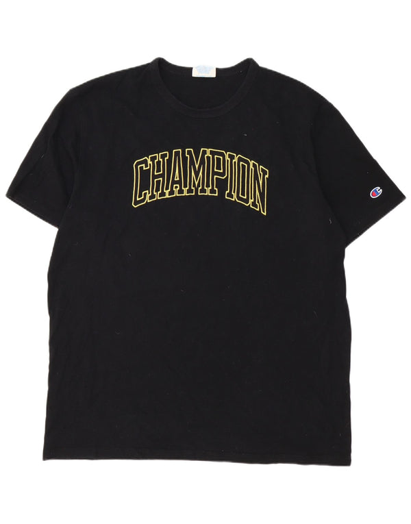 Męski T-shirt Champion z grafiką, top XL, czarna bawełna