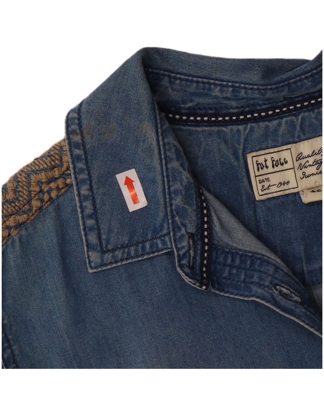 Damska dżinsowa koszula pulowerowa Fat Face UK 12 Średni niebieski, bawełniany, artystyczny