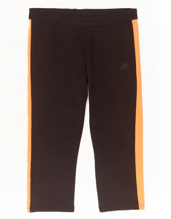 Damskie legginsy Adidas Capri UK 16/18, duży czarny poliester z blokami kolorów