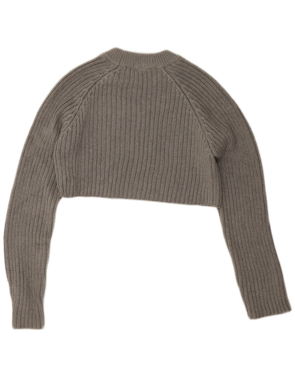 Sweter damski Zara z okrągłym dekoltem, UK 14, średnioszary, bawełniany