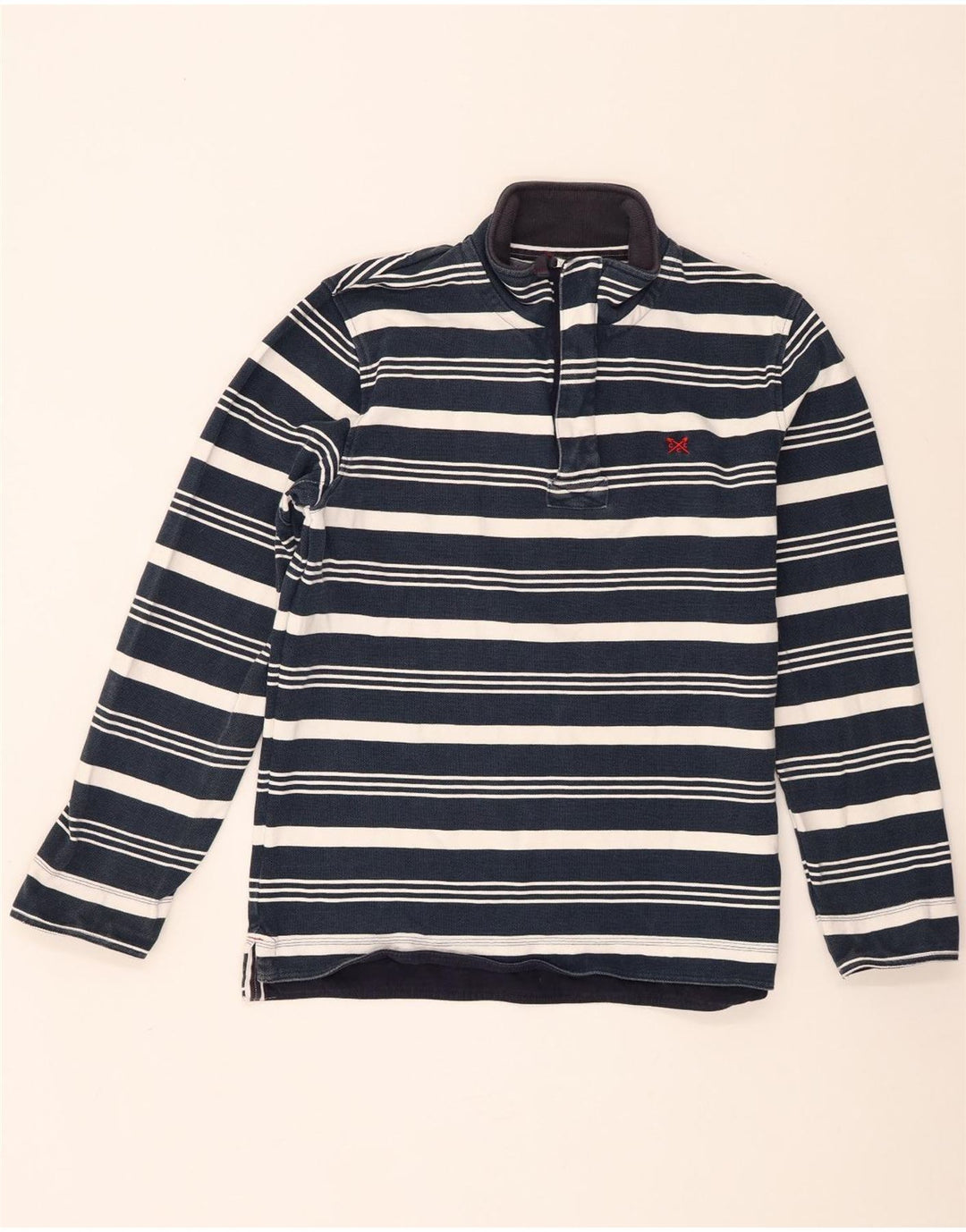 Crew Clothing Męska bluza z zamkiem błyskawicznym i średnim granatem w paski
