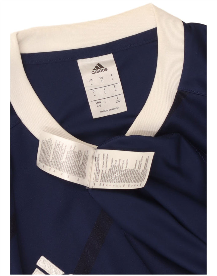 Adidas Męska koszulka Top, duża, granatowa, poliestrowa w paski