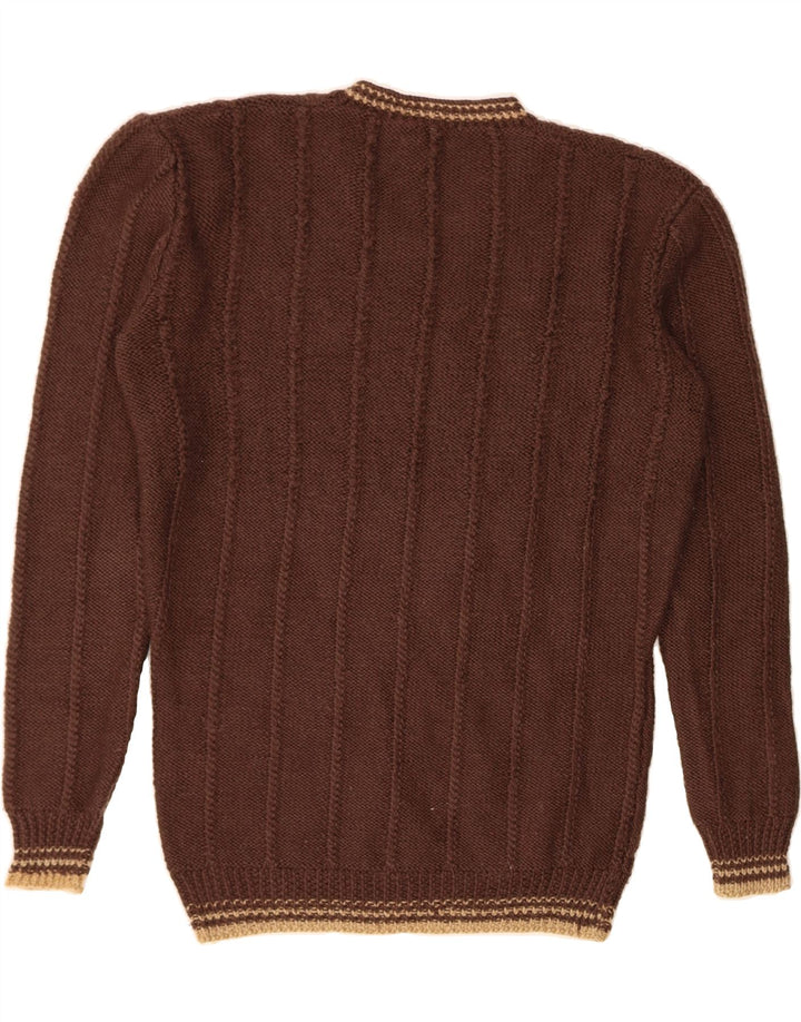 Męski sweter VINTAGE z dekoltem w kształcie litery V, średniobrązowy