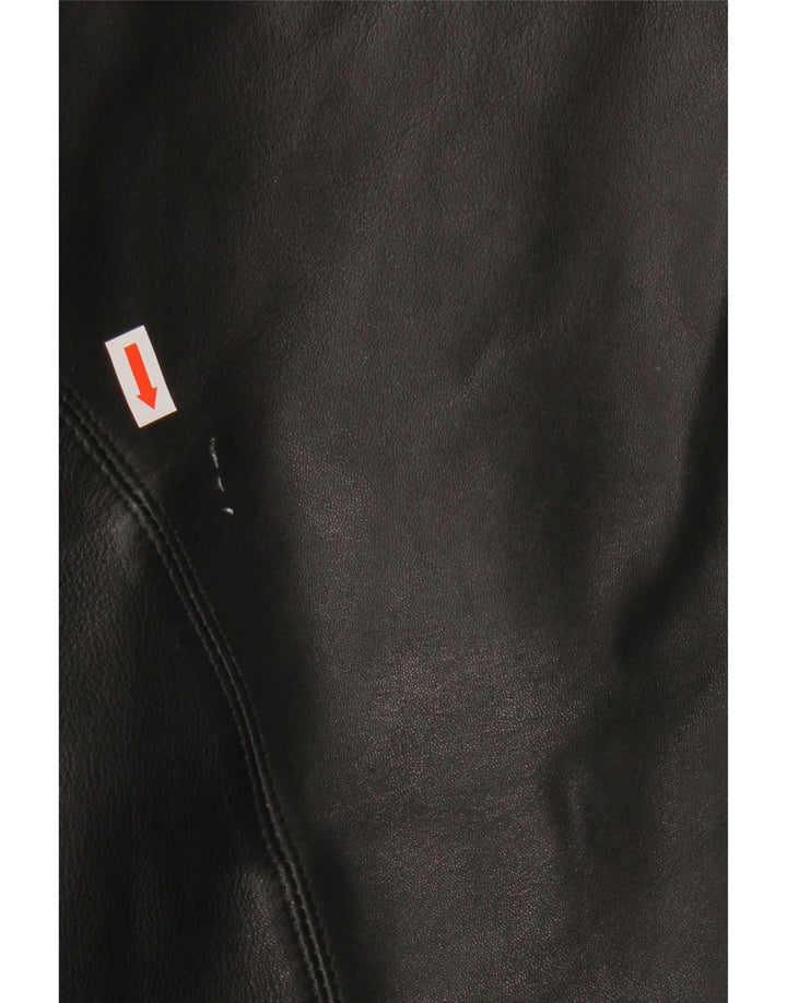 Vintage damska marynarka skórzana zapinana na 3 guziki UK 14, duża czarna skóra