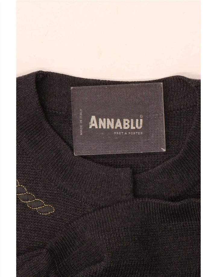 Vintage damski sweter oversize UK 10 Small, szara wełna