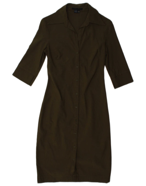 Damska sukienka koszulowa z rękawem 3/4 Zara EU 34 2XS Khaki Rayon