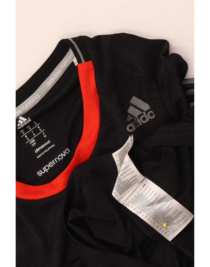 Adidas Męskie Climacool Top z długim rękawem, mały czarny poliester z blokami kolorów