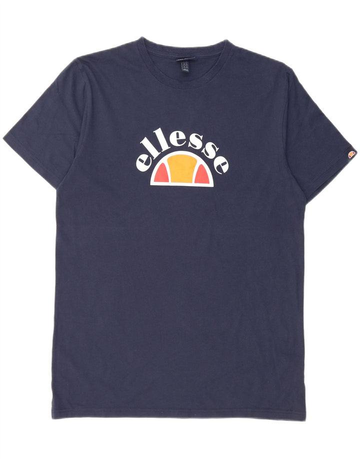 Męski T-shirt z grafiką Ellesse, duży, granatowy, bawełniany