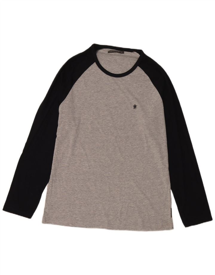 Top męski French Connection z długim rękawem 2XL, szara, bawełniana w bloki kolorów