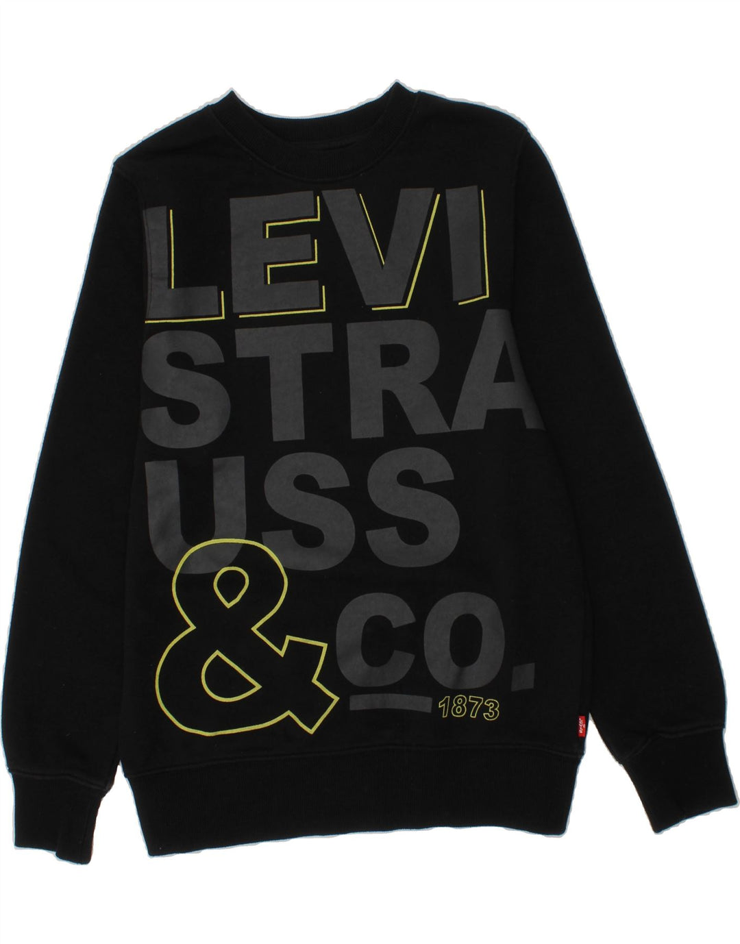 LEVI'S Boys Graphic Sweatshirt Jumper 11-12 Years Black Cotton Vintage Levi's and Second-Hand Levi's from Messina Hembry 