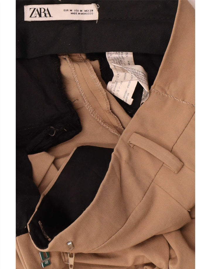 Damskie spodnie chino z szeroką nogawką Zara, średnie W28 L30, brązowy poliester
