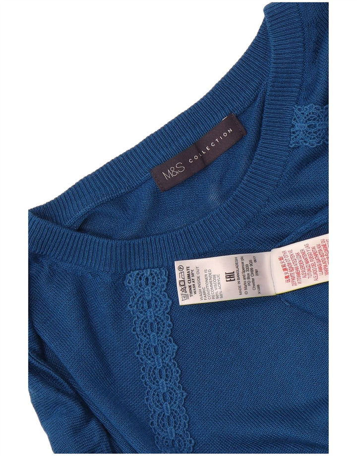 Marks & Spencer Damski sweter oversize z dekoltem w łódkę, UK 14, średni niebieski