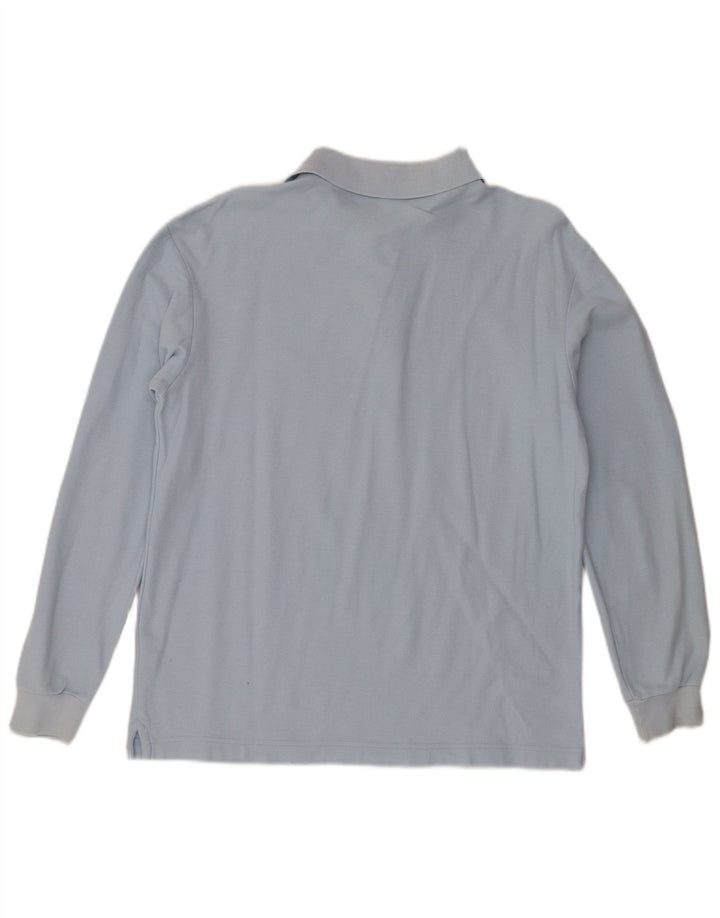 Męska koszulka polo Fila z długim rękawem, mała, niebieska, bawełniana