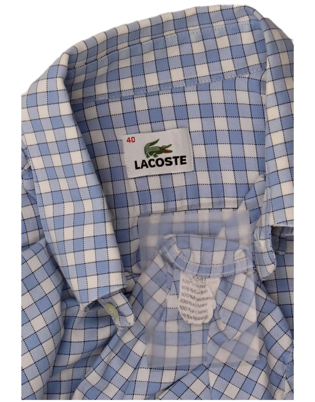 Koszula męska Lacoste, rozmiar 40, bawełniana w średnią niebieską kratkę